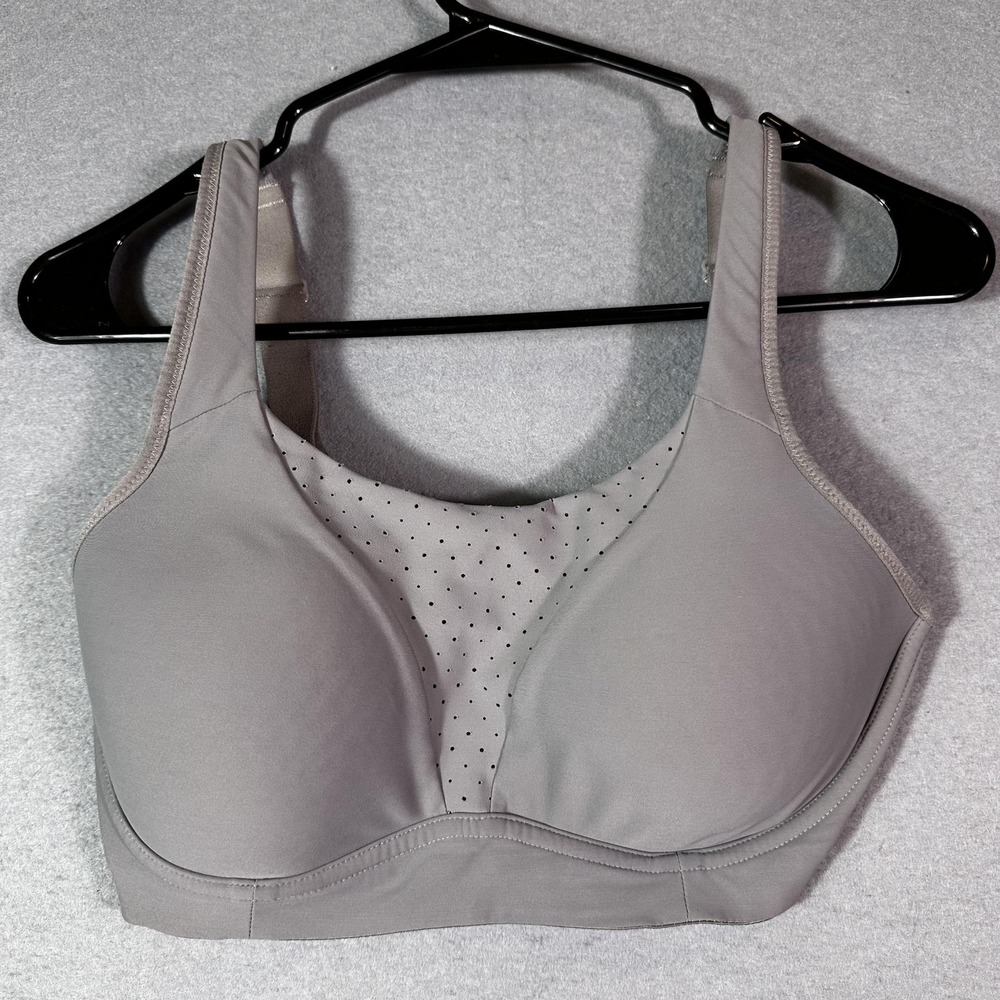 Lululemon Sports Bra Womens 34D Gray High Support Hook Eye Back Adjustable Strap